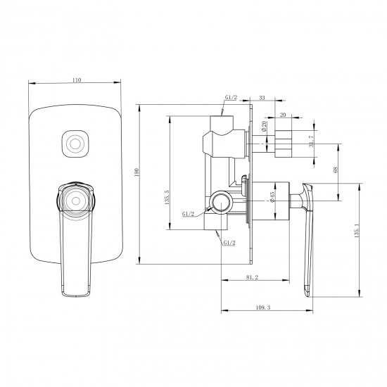 Esperia Matte Black Shower/Bath Mixer Diverter